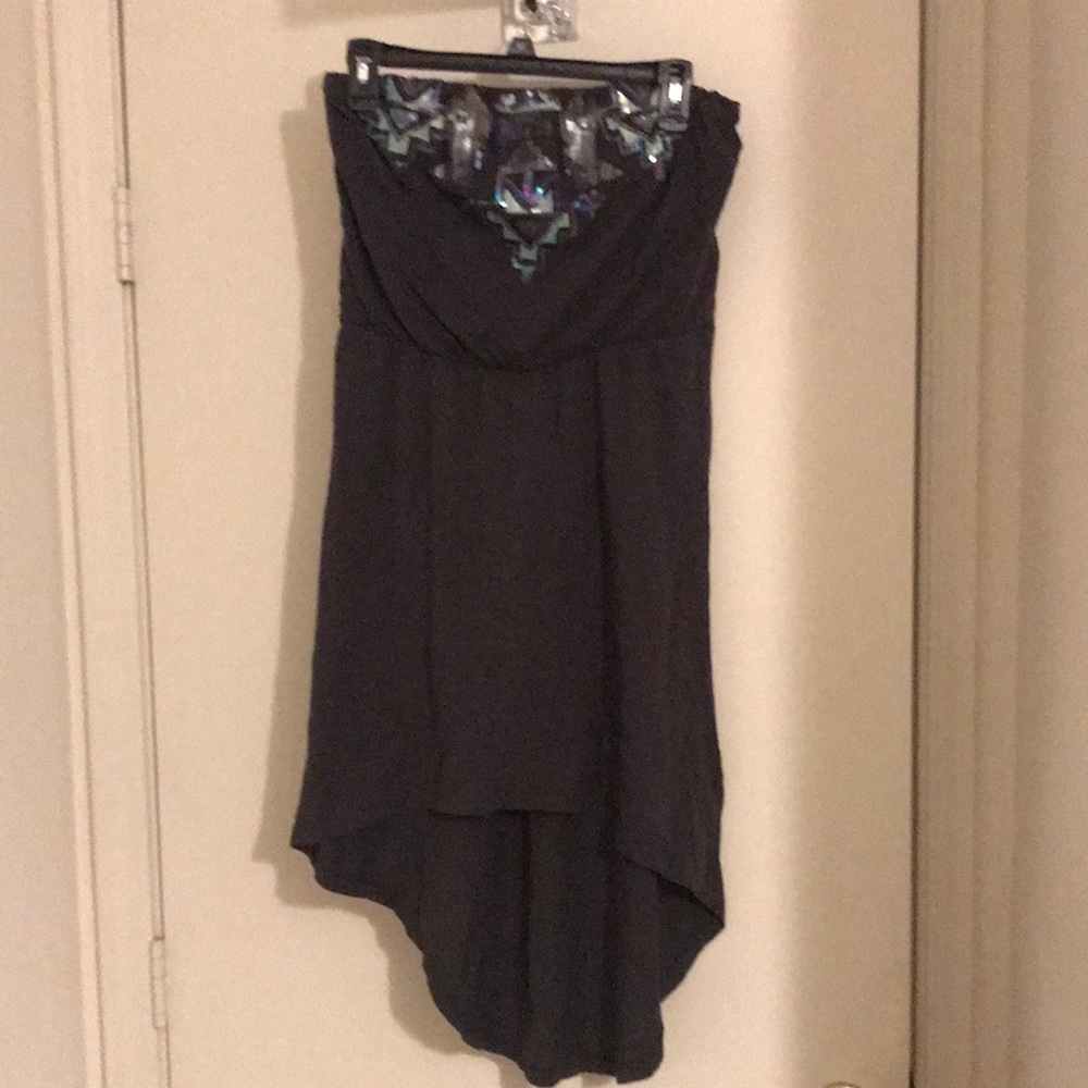 EXPRESS Gray Strapless Dress with Sequins